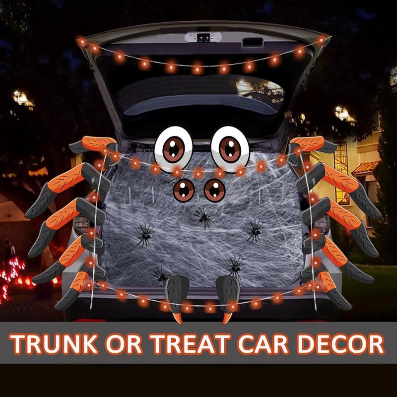 HEORIM Halloween Trunk or Treat Car Decorations Kits,Trunk Or Treat Decorations with Spider Web for SUV, Garage Door, Halloween Car Decorations Outdoor Archway Entryway Decorations - Image 5